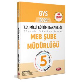 2023 GYS Milli Eğitim Bakanlığı Şube Müdürlüğü Tamamı Çözümlü GYS 5 Deneme Sınavı - Data Yayınları