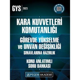 2023 Kara Kuvvetleri Komutanlığı Görevde Yükselme ve Unvan Değişikliği Konu Anl Soru Bankası Pegem