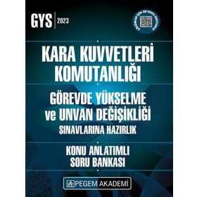 2023 Kara Kuvvetleri Komutanlığı Görevde Yükselme ve Unvan Değişikliği Konu Anl Soru Bankası Pegem