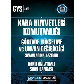 2023 Kara Kuvvetleri Komutanlığı Görevde Yükselme ve Unvan Değişikliği Konu Anl Soru Bankası Pegem