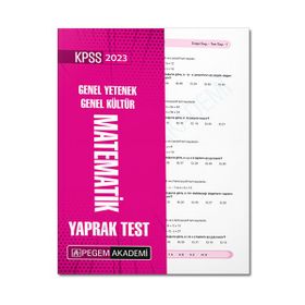 2023 KPSS Genel Yetenek Genel Kültür Matematik Yaprak Test Pegem Akademi Yayıncılık