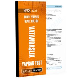 2023 KPSS Genel Yetenek Genel Kültür Vatandaşlık Yaprak Test Pegem Akademi Yayıncılık