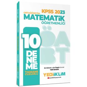 2023 ÖABT Ortaöğretim Matematik Öğretmenliği Tamamı Çözümlü 10 Deneme - Yediiklim Yayınları