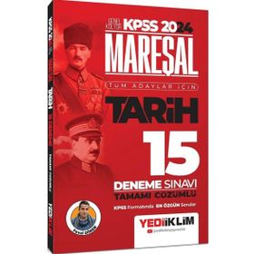 2024 KPSS Mareşal Genel Kültür Tarih Tüm Adaylar için Tamamı Çözümlü 15 Deneme Sınavı Yediiklim Yayınları