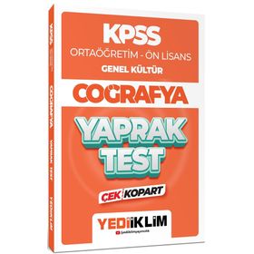 2024 KPSS Ortaöğretim Ön Lisans Genel Kültür Coğrafya Çek Kopart Yaprak Test - Yediiklim Yayınları