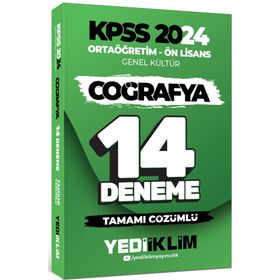 2024 KPSS Ortaöğretim Ön Lisans Genel Kültür Coğrafya Tamamı Çözümlü 14 Deneme - Yediiklim Yayınları
