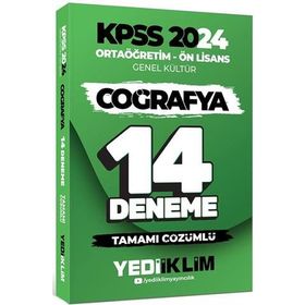 2024 KPSS Ortaöğretim Ön Lisans Genel Kültür Coğrafya Tamamı Çözümlü 14 Deneme - Yediiklim Yayınları