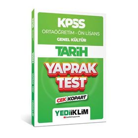 2024 KPSS Ortaöğretim Ön Lisans Genel Kültür Tarih Çek Kopart Yaprak Test - Yediiklim Yayınları