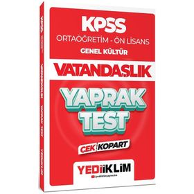 2024 KPSS Ortaöğretim Ön Lisans Genel Kültür Vatandaşlık Çek Kopart Yaprak Test - Yediiklim Yayınları