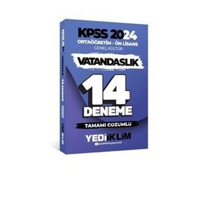 2024 KPSS Ortaöğretim Ön Lisans Genel Kültür Vatandaşlık Tamamı Çözümlü 14 Deneme - Yediiklim Yayınları