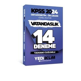 2024 KPSS Ortaöğretim Ön Lisans Genel Kültür Vatandaşlık Tamamı Çözümlü 14 Deneme - Yediiklim Yayınları