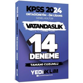 2024 KPSS Ortaöğretim Ön Lisans Genel Kültür Vatandaşlık Tamamı Çözümlü 14 Deneme - Yediiklim Yayınları