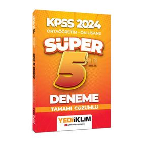 2024 KPSS Ortaöğretim Ön Lisans Süper 5'li Deneme Tamamı Çözümlü - Yediiklim Yayınları
