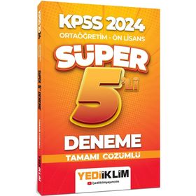 2024 KPSS Ortaöğretim Ön Lisans Süper 5'li Deneme Tamamı Çözümlü - Yediiklim Yayınları