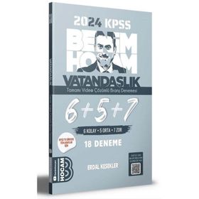 2024 KPSS Vatandaşlık Tamamı Çözümlü 6+5+7 Deneme Benim Hocam Yayınları