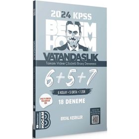 2024 KPSS Vatandaşlık Tamamı Çözümlü 6+5+7 Deneme Benim Hocam Yayınları