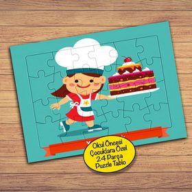 208 Pasta Yapan Minik Şef 24 Parça Çocuklara Özel Yapboz Tablo