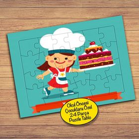 208 Pasta Yapan Minik Şef 24 Parça Çocuklara Özel Yapboz Tablo