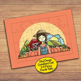 209PZ Çiftçi Mutlu Kadın Çocuklara Özel Puzzle Yapboz Tablo