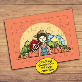 209PZ Çiftçi Mutlu Kadın Çocuklara Özel Puzzle Yapboz Tablo