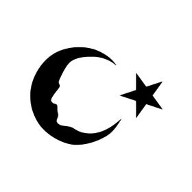 20x14 cm Ay Yıldız Atatürk Silüet Araba Laptop Duvar Folyo Sticker