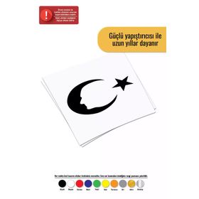 20x14 cm Ay Yıldız Atatürk Silüet Araba Laptop Duvar Folyo Sticker