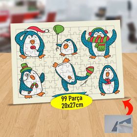 21 Balonlu Penguen Ve Arkadaşları 99 Parça Puzzle Yapboz Tablo