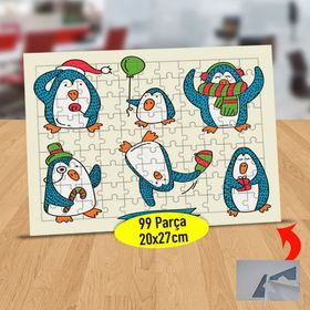 21 Balonlu Penguen Ve Arkadaşları 99 Parça Puzzle Yapboz Tablo