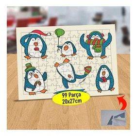 21 Balonlu Penguen Ve Arkadaşları 99 Parça Puzzle Yapboz Tablo