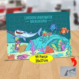 21 Denizde Gülümseyen Köpekbalığı 99 Parça Puzzle Yapboz Tablo