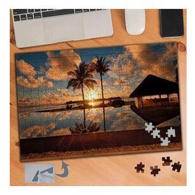 210 Uzun Palmiye Ağacı ve Yansıması 240 Parça Puzzle Yapboz Tablo