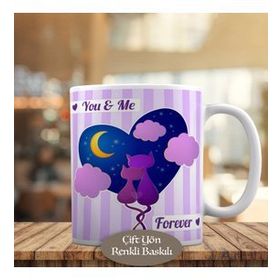 2115 You and Me Forever-Sevgi Dolu Kediler Kupa Bardak