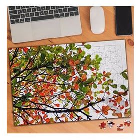 2137221 Turuncu Yeşil Yapraklı Dallar 240 Parça Puzzle Yapboz