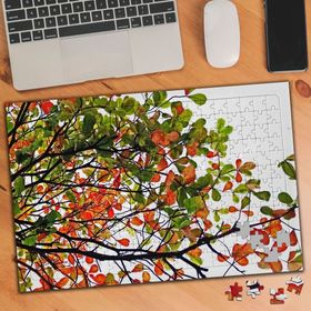 2137221 Turuncu Yeşil Yapraklı Dallar 240 Parça Puzzle Yapboz