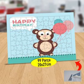 214 Happy Birthday Neşeli Maymun 99 Parça Puzzle Yapboz Tablo