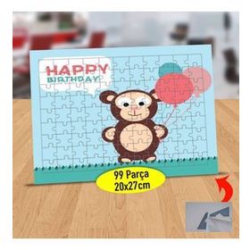 214 Happy Birthday Neşeli Maymun 99 Parça Puzzle Yapboz Tablo