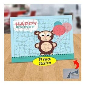 214 Happy Birthday Neşeli Maymun 99 Parça Puzzle Yapboz Tablo