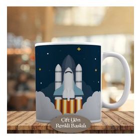 21422 Yıldızlar ve Uzaya Fırlatılan Roket Kupa Bardak