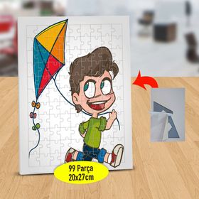 2147498355 Uçurtmalı Sevimli Çocuk 99 Parça Puzzle Yapboz Tablo