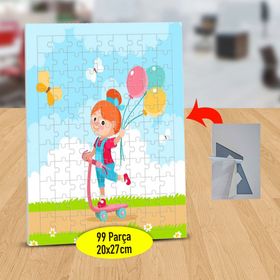 2147502477 Balon Tutan Sevimli Kız 99 Parça Puzzle Yapboz Tablo