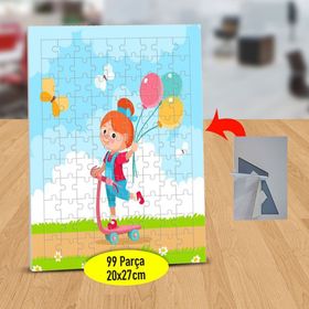 2147502477 Balon Tutan Sevimli Kız 99 Parça Puzzle Yapboz Tablo
