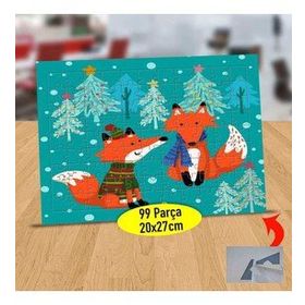2147528430 Ormanda Oturan Tilkiler 99 Parça Puzzle Yapboz Tablo