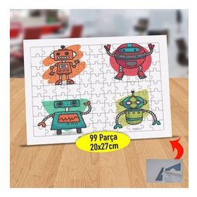2147728021 Renkli Sevimli Robotlar 99 Parça Puzzle Yapboz Tablo