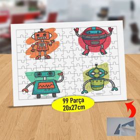 2147728021 Renkli Sevimli Robotlar 99 Parça Puzzle Yapboz Tablo