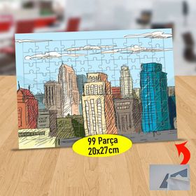 2147751403 Çizimsel Renkli Binalar 99 Parça Puzzle Yapboz Tablo