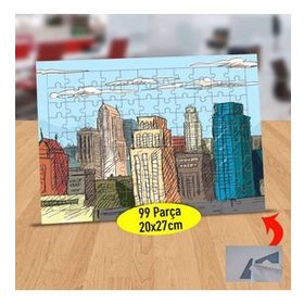 2147751403 Çizimsel Renkli Binalar 99 Parça Puzzle Yapboz Tablo