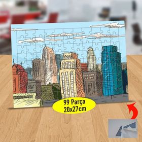 2147751403 Çizimsel Renkli Binalar 99 Parça Puzzle Yapboz Tablo
