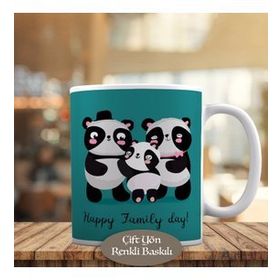 2147788805 Mutlu Panda Ailesi Baskılı Kupa Bardak