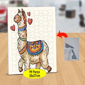2147866867 Sevgi Dolu Sevimli Lama 99 Parça Puzzle Yapboz Tablo
