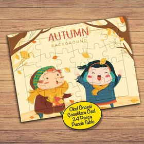 2147877061 Sonbahar İki Arkadaş Çocuklara Özel Puzzle Yapboz Tablo